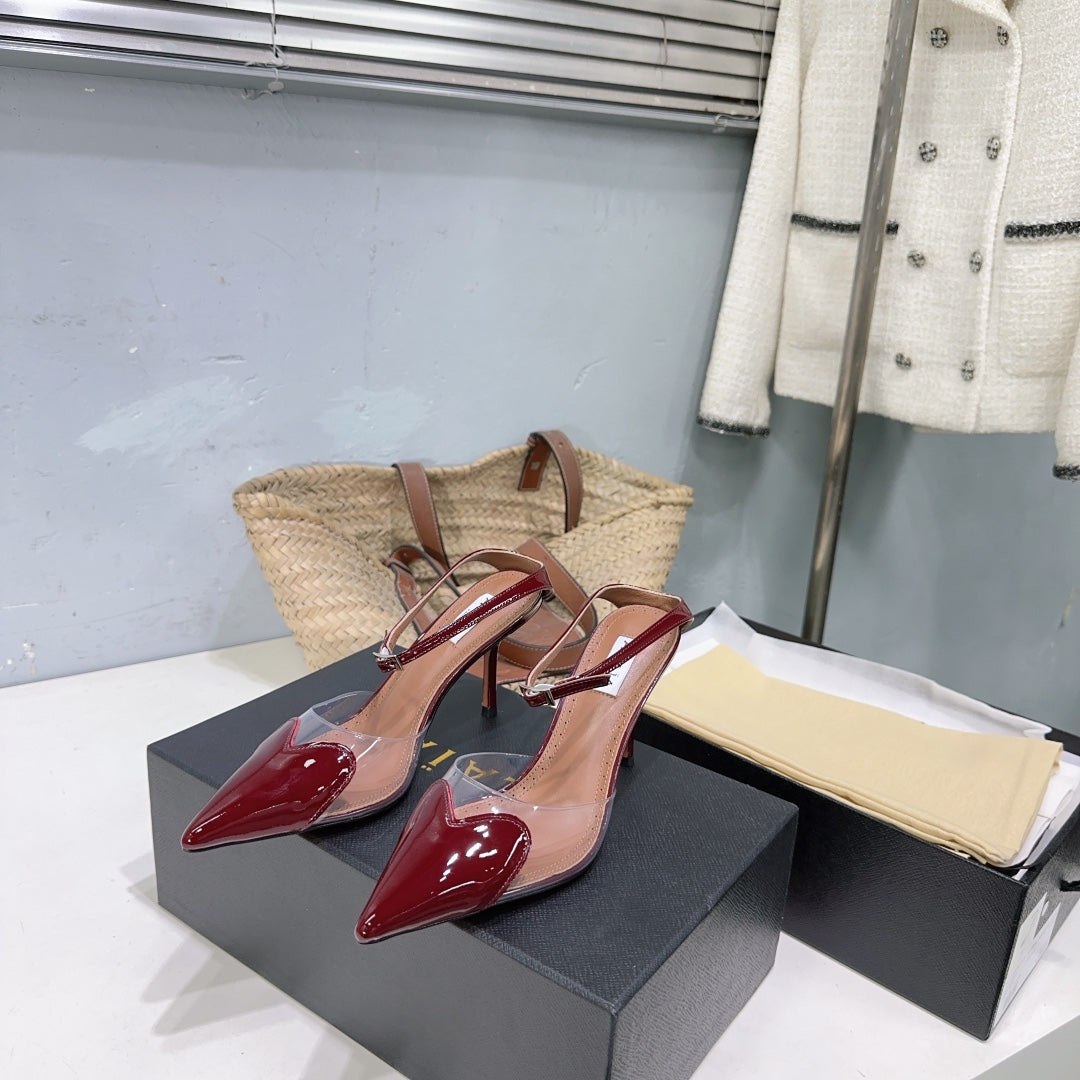 Alaïa Heart PVC Pointed Toe Slingback Mules – Spring/Summer Collection – 25SS