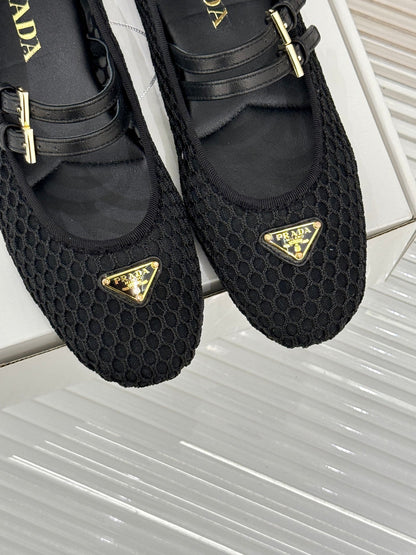 Prada Classic Mesh Mary Jane Flats