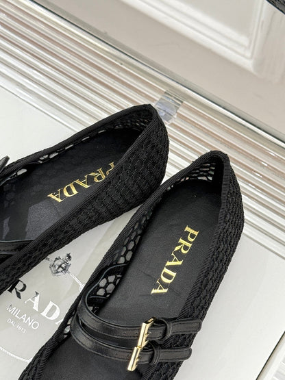 Prada Classic Mesh Mary Jane Flats