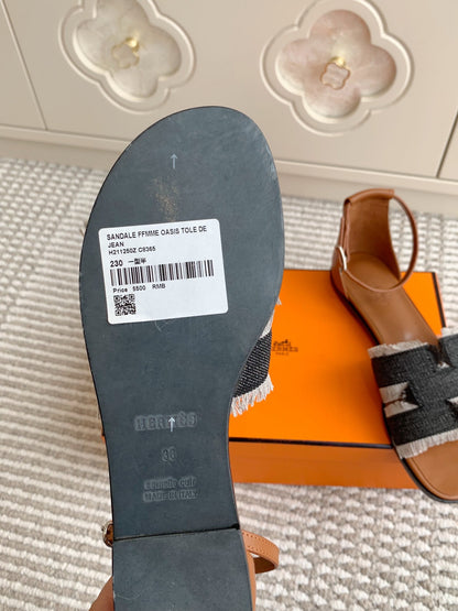 Hermès Santorini Classic H Flat Sandals