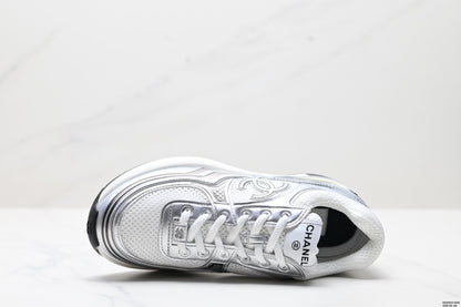 Chanel Leather Logo Low-Top Sneakers