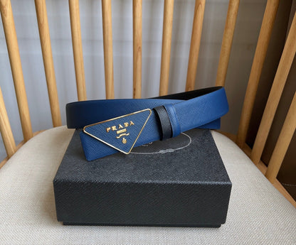 Prada Triangle Logo Buckle Belt