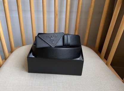 Prada Triangle Logo Buckle Belt