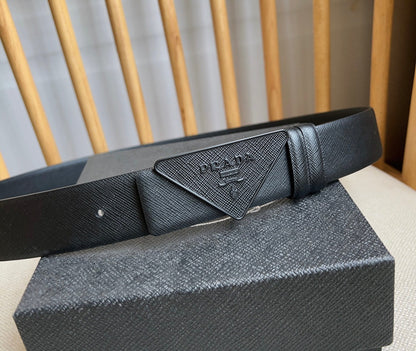 Prada Triangle Logo Buckle Belt