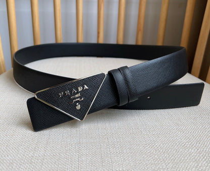 Prada Triangle Logo Buckle Belt