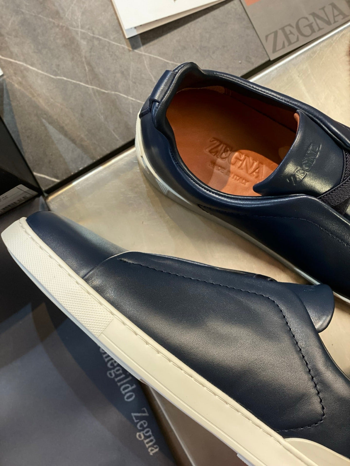 Zegna Triple Stitch Leather Sneakers