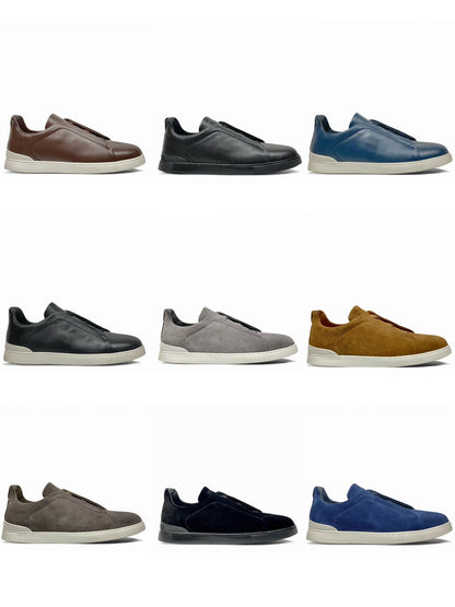 Zegna Triple Stitch Leather Sneakers