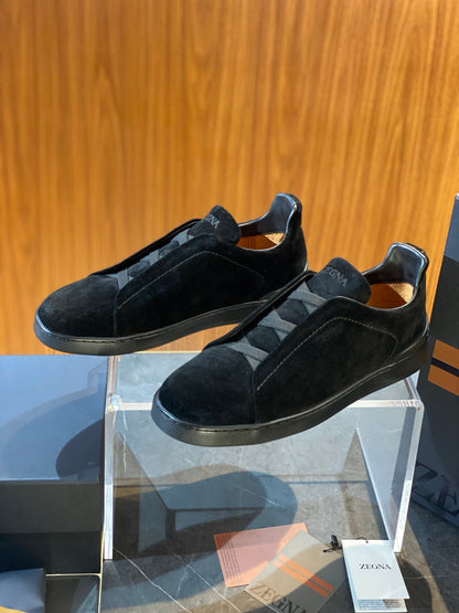 Zegna Triple Stitch Leather Sneakers