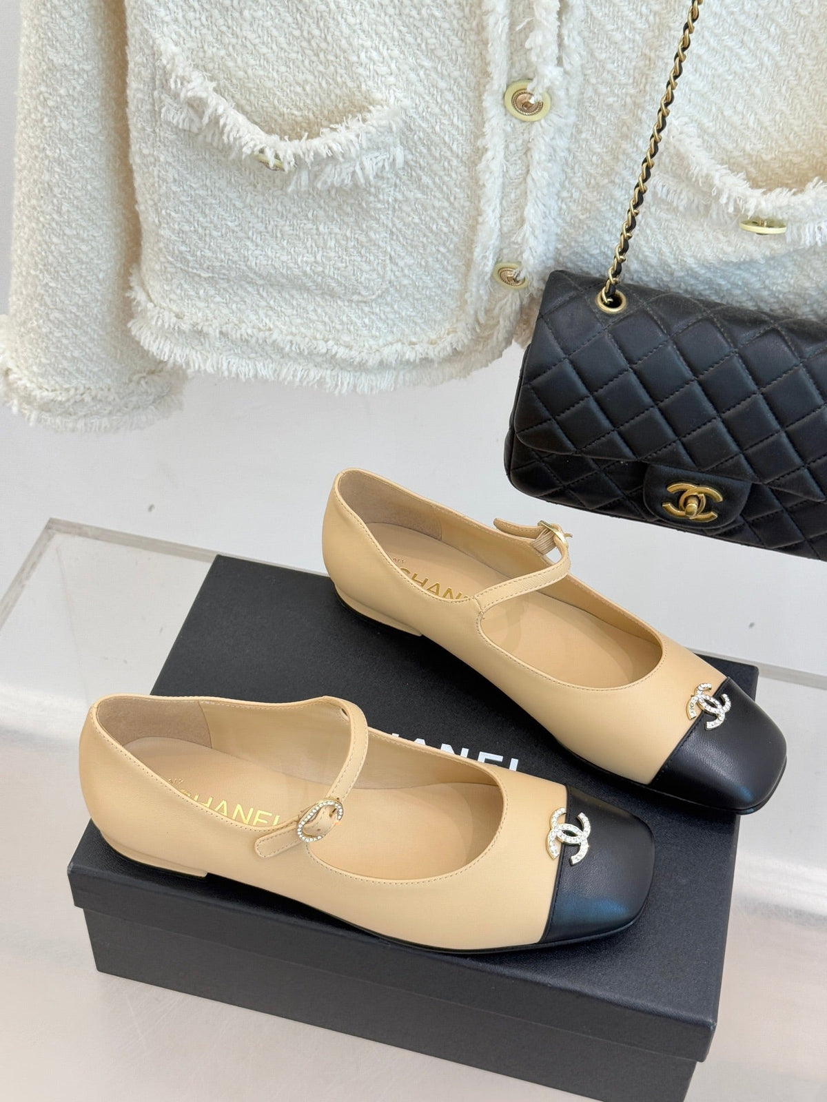 Chanel Rhinestone Double C Mary Jane Flats – 25K Collection