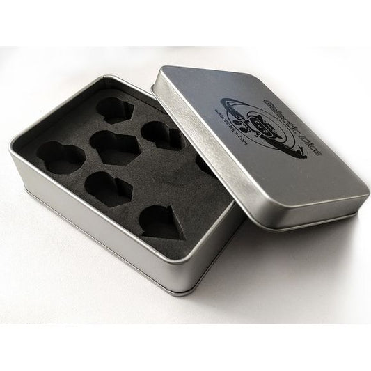 Galactic Dice Premium Dice Sets - Ball Dice Black, Red & White (Ver 35) Set of 7 Dice with Tin